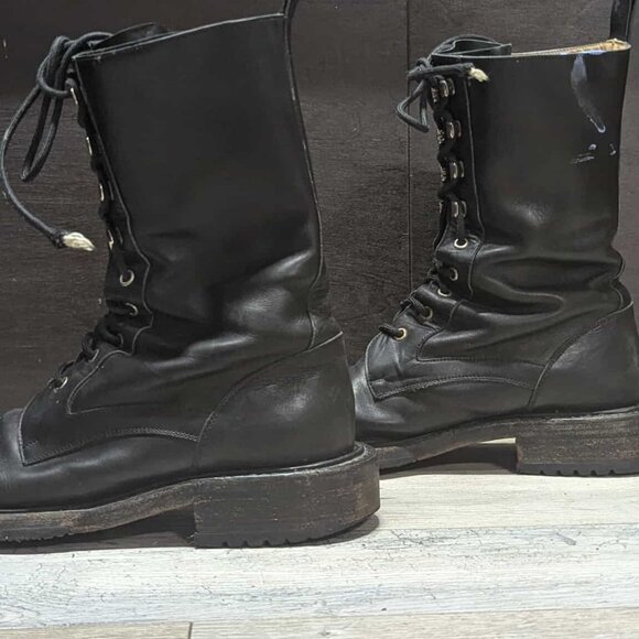 Bally Martens Combat Army Military Biker Boots SIZE 10.5 US 9.5 EU main image 9